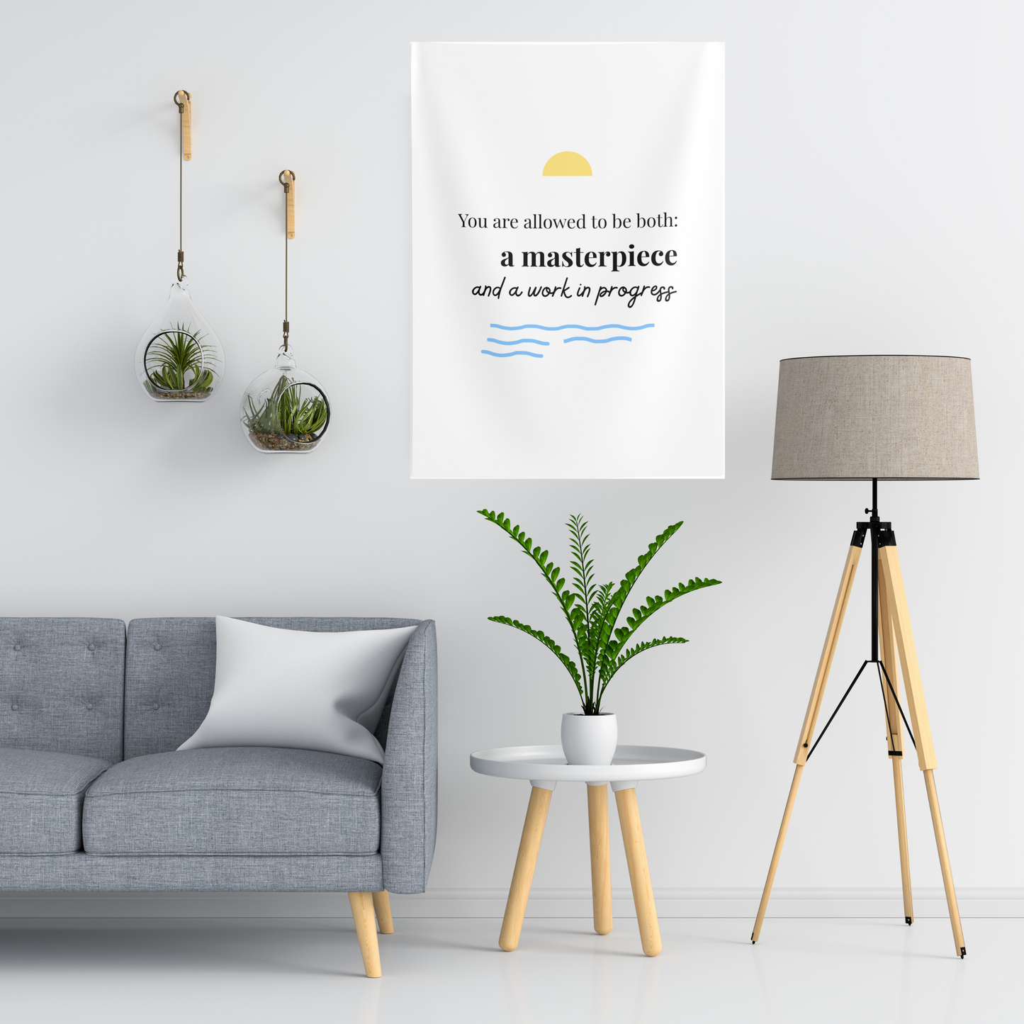 Indoor Wall Tapestry "You Are Allowed to Be Both" | Self-Compassion Quote Art | Calming Bedroom Decor | Neubrave