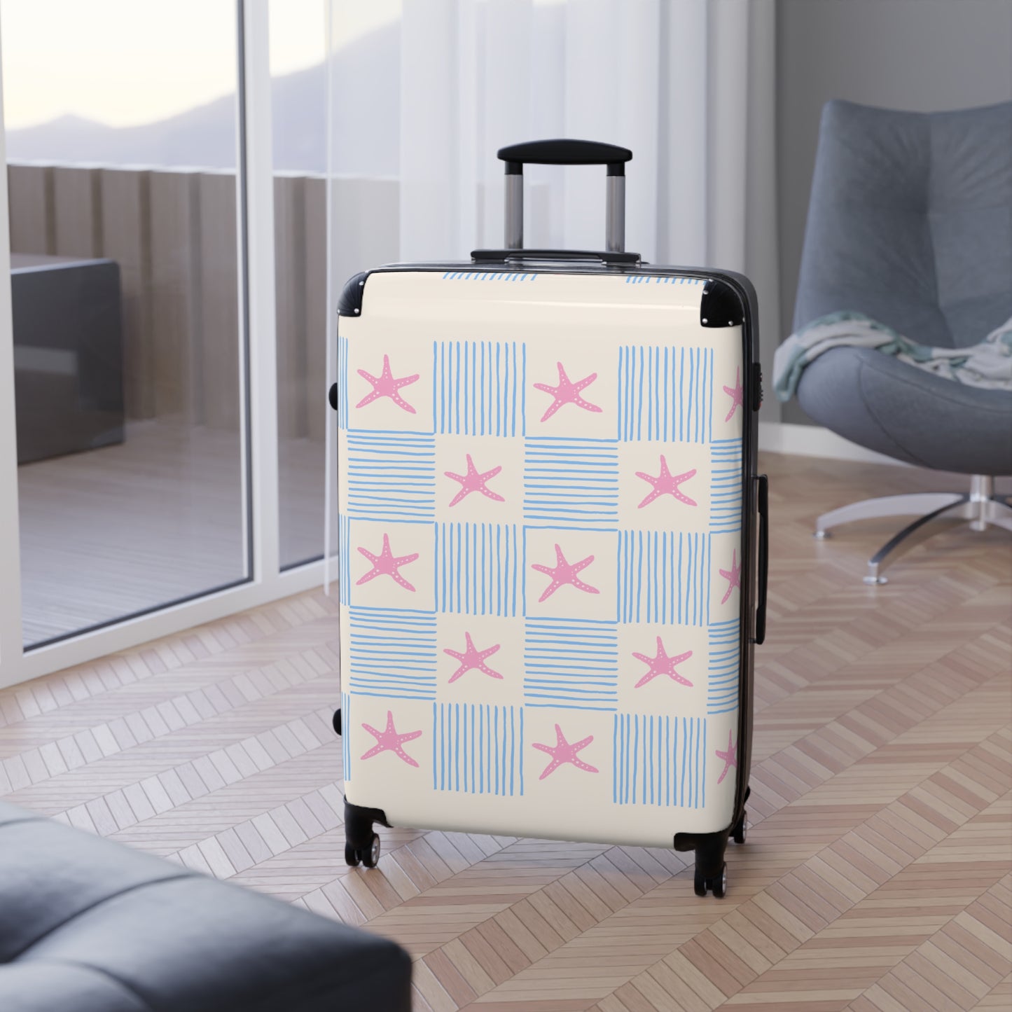 "Starfish Checkerboard" — Neurodivergent Pride Carry-On | Hard Shell · Cabin Size | Neubrave