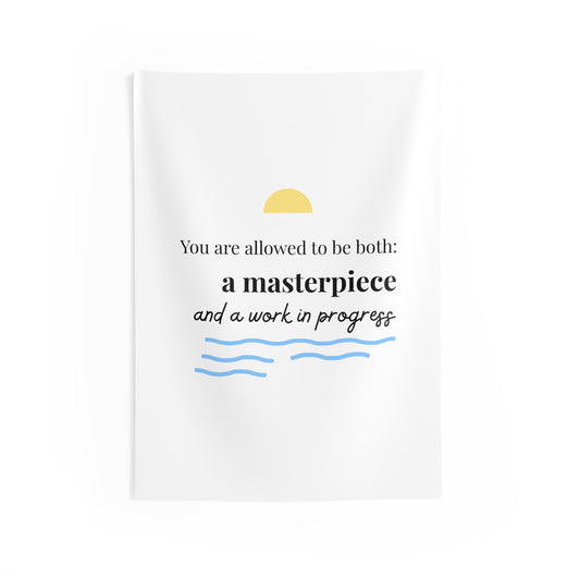Indoor Wall Tapestry "You Are Allowed to Be Both" | Self-Compassion Quote Art | Calming Bedroom Decor | Neubrave