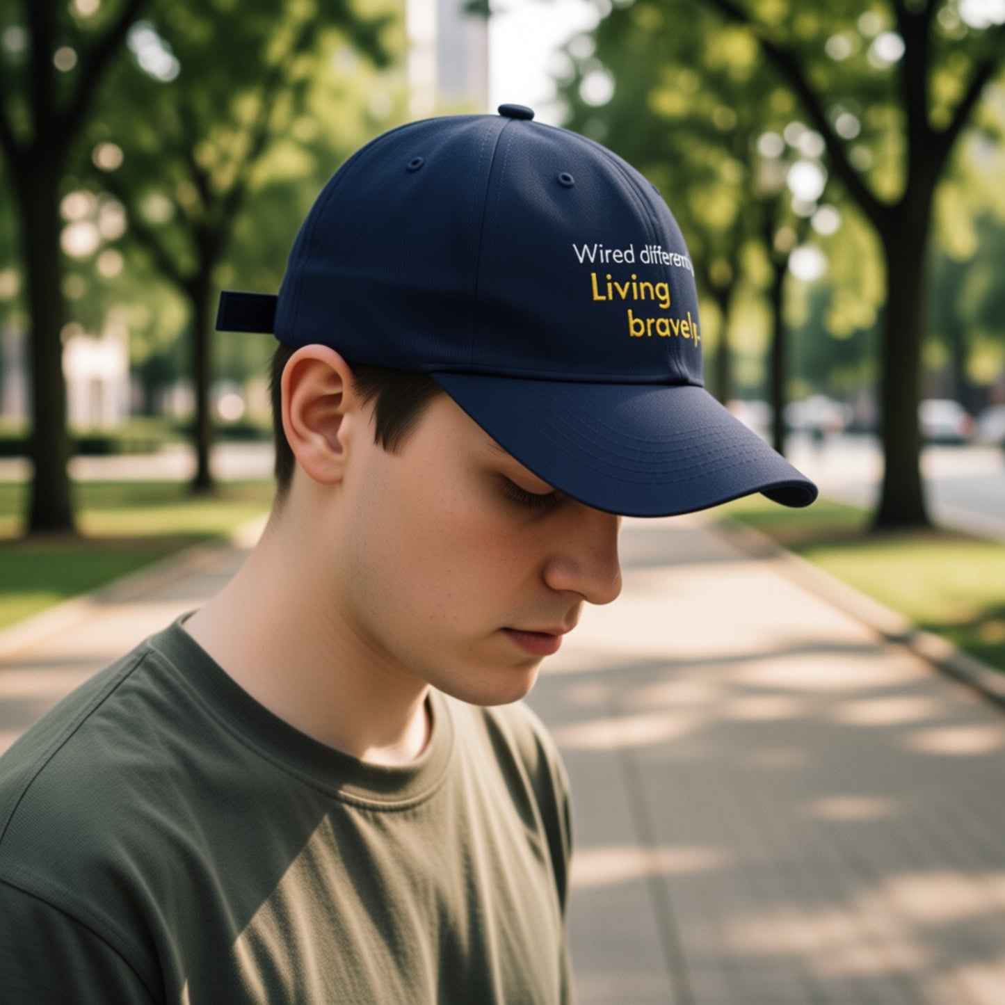 "Wired Differently. Living Bravely." — Embroidered Neurodivergent Cap | Unstructured Dad Hat · ADHD & Autism | Neubrave
