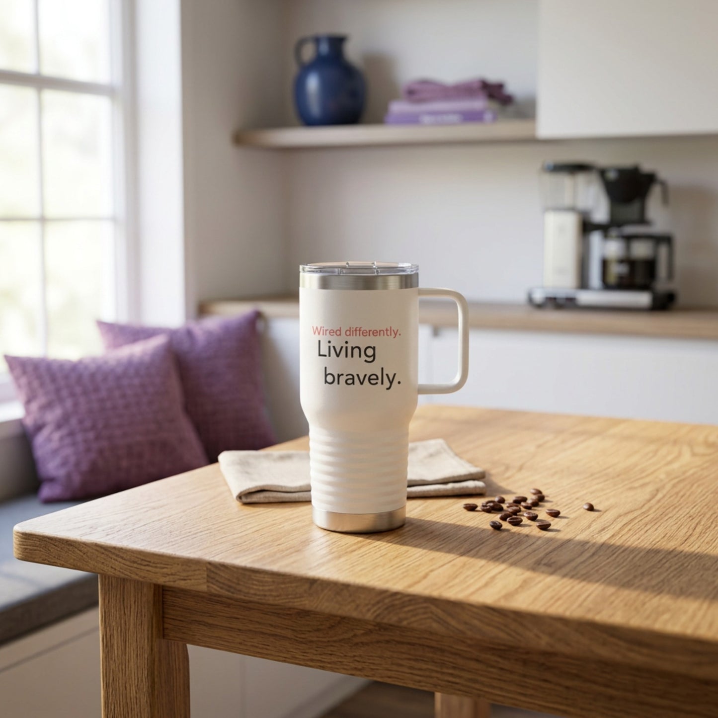 "Wired Differently. Living Bravely." — Neurodivergent Travel Mug | 20oz Insulated | Neubrave