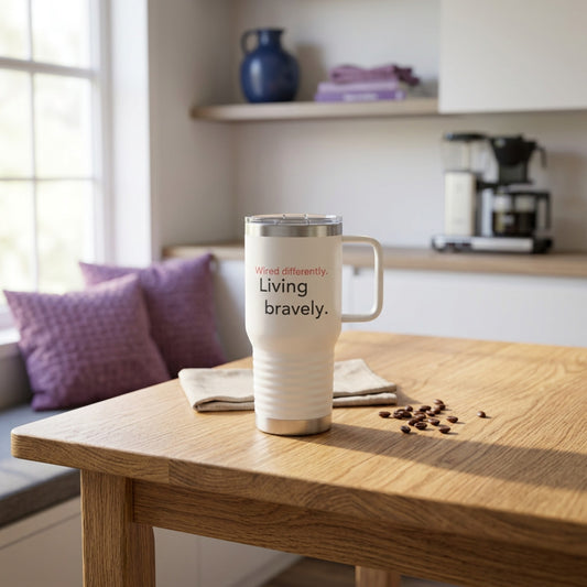 "Wired Differently. Living Bravely." — Neurodivergent Travel Mug | 20oz Insulated | Neubrave