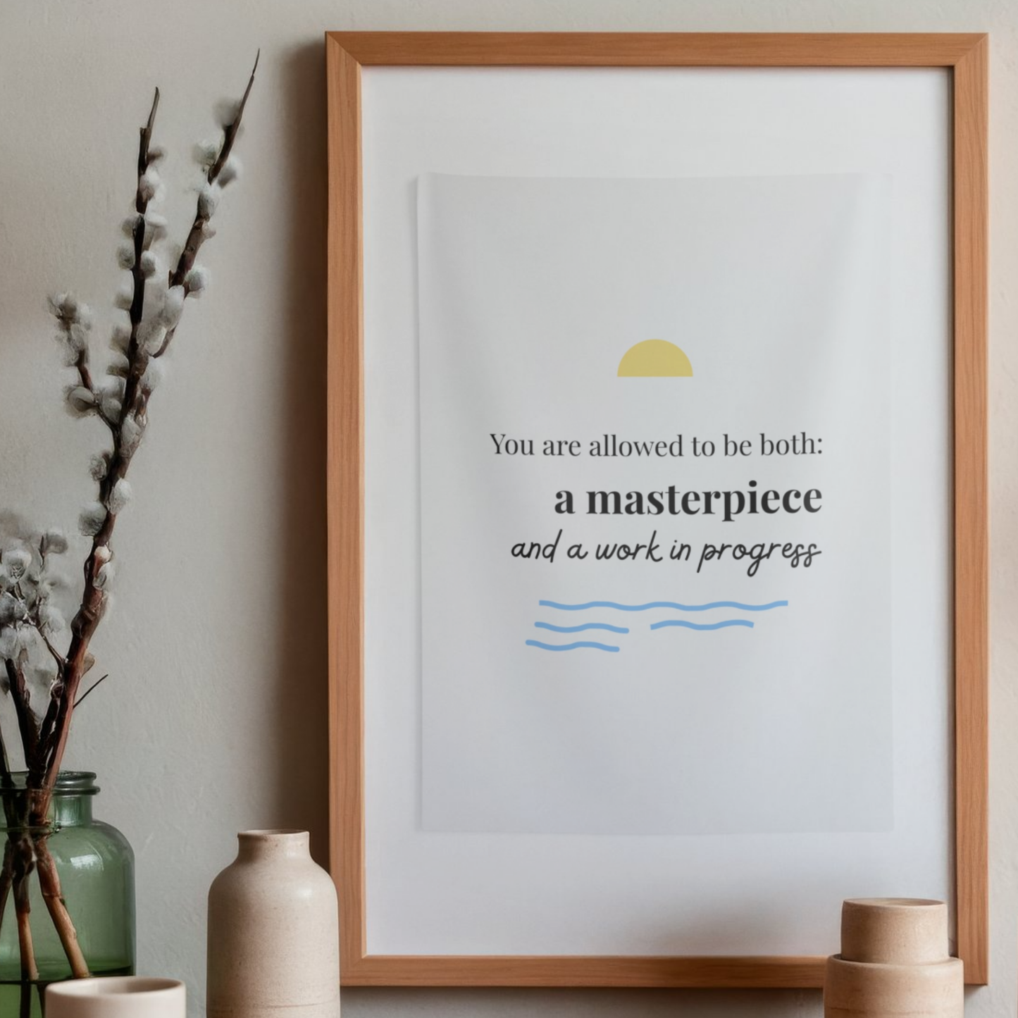 Indoor Wall Tapestry "You Are Allowed to Be Both" | Self-Compassion Quote Art | Calming Bedroom Decor | Neubrave